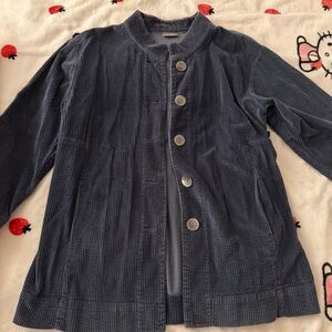 J. Jill Women's Blue Corduroy Button-Front Jacket